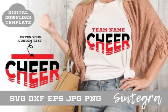 Cheer SVG Shirt Template Design 002: Crafts Graphics
