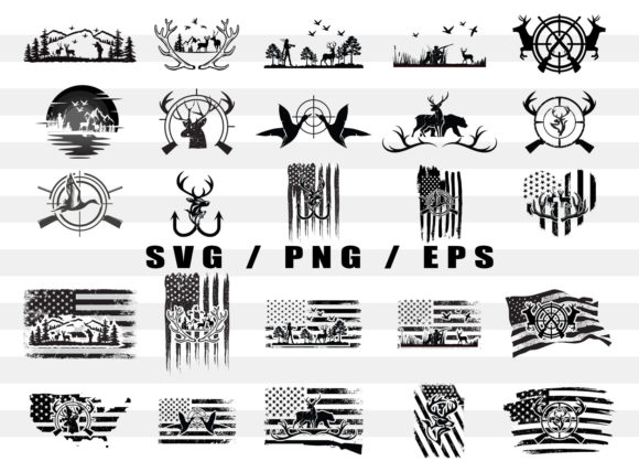 Hunting Illustrations for Crafts and Graphics