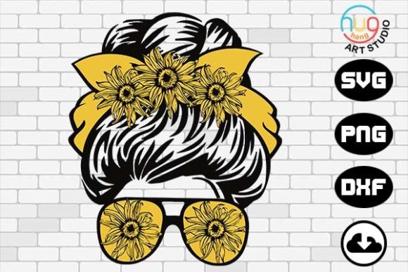 Sunflower Mom Hair Graphics for Crafts